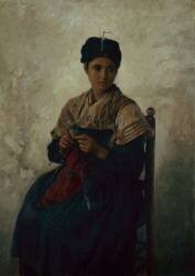 Paysanne tricotant (Jules Breton) - Muzeo.com