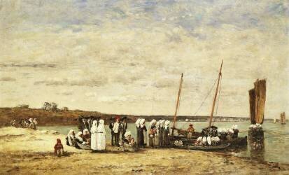 Pêcheuses débarquant de Plougastel (Eugène Boudin) - Muzeo.com