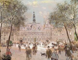 Place de l'Hotel-de-Ville (Jean-François Raffaelli) - Muzeo.com