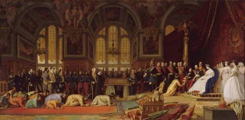 Réception des ambassadeurs du Siam par Napoléon III et l'impératrice Eugénie (Jean-Léon Gérôme) - Muzeo.com