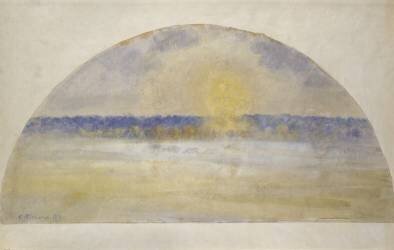 Sunset with mist (Camille Pissarro) - Muzeo.com