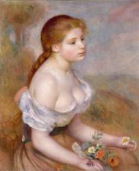 Une jeune fille avec des marguerites (Auguste Renoir) - Muzeo.com