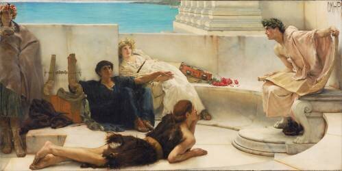Une lecture d'Homère (Lawrence Alma-Tadema) - Muzeo.com