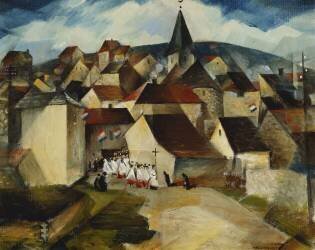 Une procession villageoise (Christopher Nevinson) - Muzeo.com
