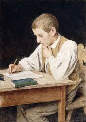 Writing Boy (Albert Anker) - Muzeo.com