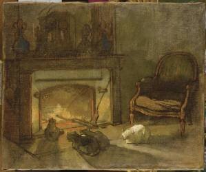 Chats au coin du feu (anonyme) - Muzeo.com