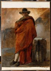 Homme drapé en rouge : habitant de Frascati (Achille Etna Michallon) - Muzeo.com