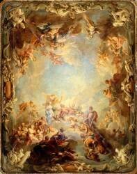 L'Apothéose d'Hercule : maquette en forme du plafond du salon d'Hercule à Versailles (esquisse) (François Lemoyne) - Muzeo.com