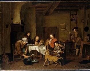 Le repas familial (Jan Josef Horemans l'Ancien) - Muzeo.com