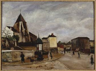 L'église Saint-Germain-de-Charonne, la place Saint-Blaise et la rue de Bagnolet (Marcel Leprin) - Muzeo.com