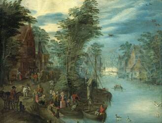 Scène fluviale (Jan Brueghel l'Ancien) - Muzeo.com