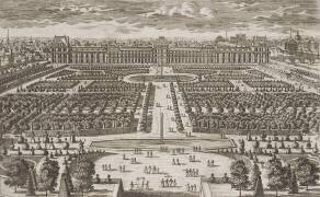 Planche 70 : vue perspective du château des Tuileries prise depuis les jardins (Antoine Aveline) - Muzeo.com