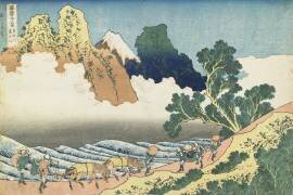 Rivière Minobu et Mont Fuji vu de dos (Hokusai) - Muzeo.com