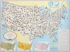 États-Unis, carte illustrée (anonyme) - Muzeo.com