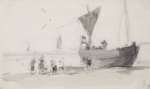 Bateau de pêche sur la plage (Eugène Boudin) - Muzeo.com