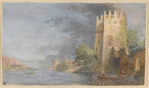 Vue de château sur le bord d'une rivière (Louis Nicolas van Blarenberghe) - Muzeo.com