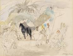 Figures et deux chevaux dans un paysage (Jules Pascin) - Muzeo.com