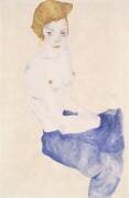 Nu bleu assis (Egon Schiele) - Muzeo.com