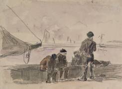 Pêcheurs attendant (Eugène Boudin) - Muzeo.com
