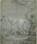 Intérieur d'écurie (Valère Alphonse Morland) - Muzeo.com