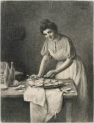 L'écailleuse d'huîtres ; debout, derrière une table (Franck Antoine Bail) - Muzeo.com