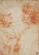 Deux profils masculins (Léonard de Vinci) - Muzeo.com