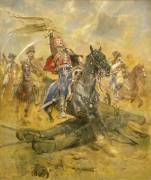 Charge du 2e Hussards (lieutenant brandissant un emblème pris à l'ennemi), vers 1806-1809 (Edouard Detaille) - Muzeo.com