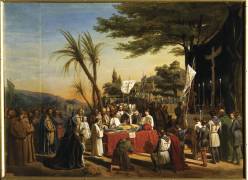 Funérailles de Godefroy de Bouillon sur le mont du Calvaire à Jérusalem le 23 juillet 1100 (Edouard Cibot) - Muzeo.com