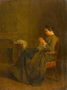 Jeune femme cousant (Benjamin Eugène Fichel) - Muzeo.com