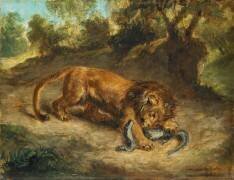Lion et caïman (Eugène Delacroix) - Muzeo.com