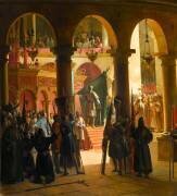 Godefroy de Bouillon dépose dans l'église du Saint Sépulcre de Jérusalem l'étendard et l'épée du grand vizir al-Afdal - détail (François-Marius Granet) - Muzeo.com