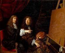 Henri Beaubrun et son cousin Charles Beaubrun peignant un portrat de la reine Marie-Thérèse (Martin Lambert) - Muzeo.com