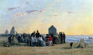 Scène de plage à Trouville - Coucher de soleil (Eugène Boudin) - Muzeo.com