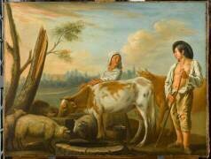 Scène rustique. L'abreuvoir (Allotte) - Muzeo.com