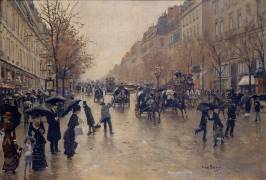 Boulevard Poissonnière sous la pluie (Jean Béraud) - Muzeo.com