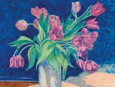 Bouquet de tulipes roses, paysage marin (Léon Spilliaert) - Muzeo.com