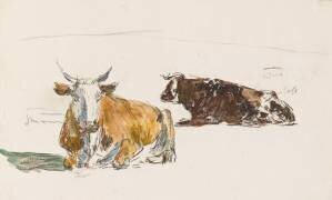 Deux boeufs couchés (Eugène Boudin) - Muzeo.com