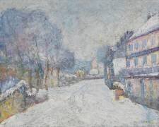 L'Entrée de Besse-en-Chandesse, Auvergne (Effet de neige) (Vladimir de Terlikowski) - Muzeo.com