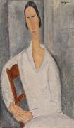 Madame Hanka Zborowska appuyée sur une chaise (Amedeo Modigliani) - Muzeo.com