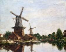Moulins en Hollande (Eugène Boudin) - Muzeo.com