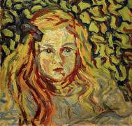 Portrait d'enfant : Petite Blonde avec un Ruban dans ses Cheveux (Ernst Ludwig Kirchner) - Muzeo.com