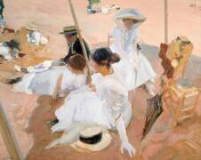 Sous le parasol (Joaquin Sorolla y Bastida) - Muzeo.com
