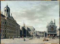 Le Dam avec le nouvel hôtel de ville d'Amsterdam (Gerrit Berckheyde) - Muzeo.com