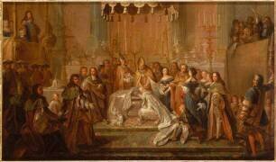 Baptême du Dauphin Louis, fils de Louis XIV, célébré dans la cour du château-vieux de Saint-Germain-en-Laye, le 24 mars 1668 (Joseph Christophe) - Muzeo.com