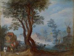 Paysage de village avec des personnages (Jan Brueghel l'Ancien) - Muzeo.com