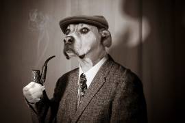 Sherlock Hound reflechissant à sa prochaine affaire (Cynthia Pringle) - Muzeo.com